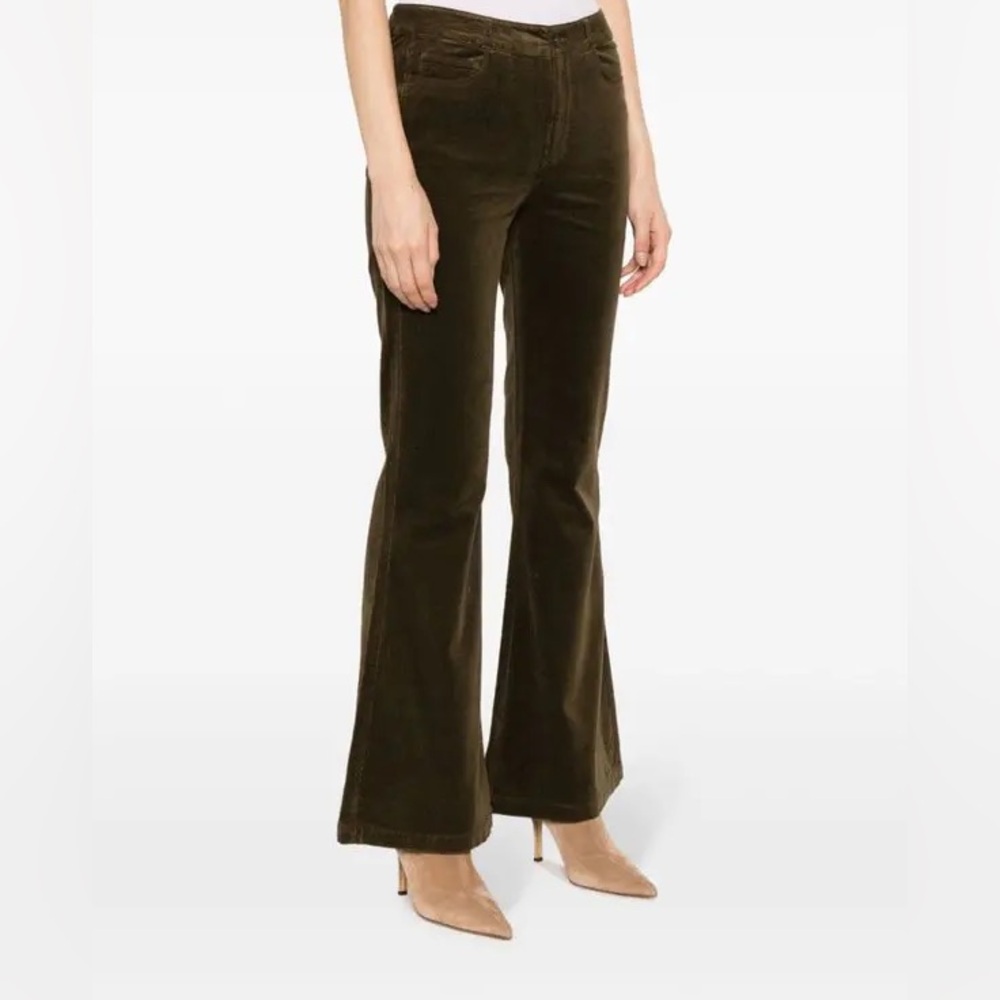 Paige Logo-Patch Corduroy Flared Trousers size 25